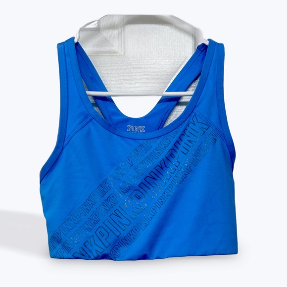 PINK Victoria's Secret Other - PINK Victoria Secret Ultimate Sports Bra in Blue Logo Print Size Small